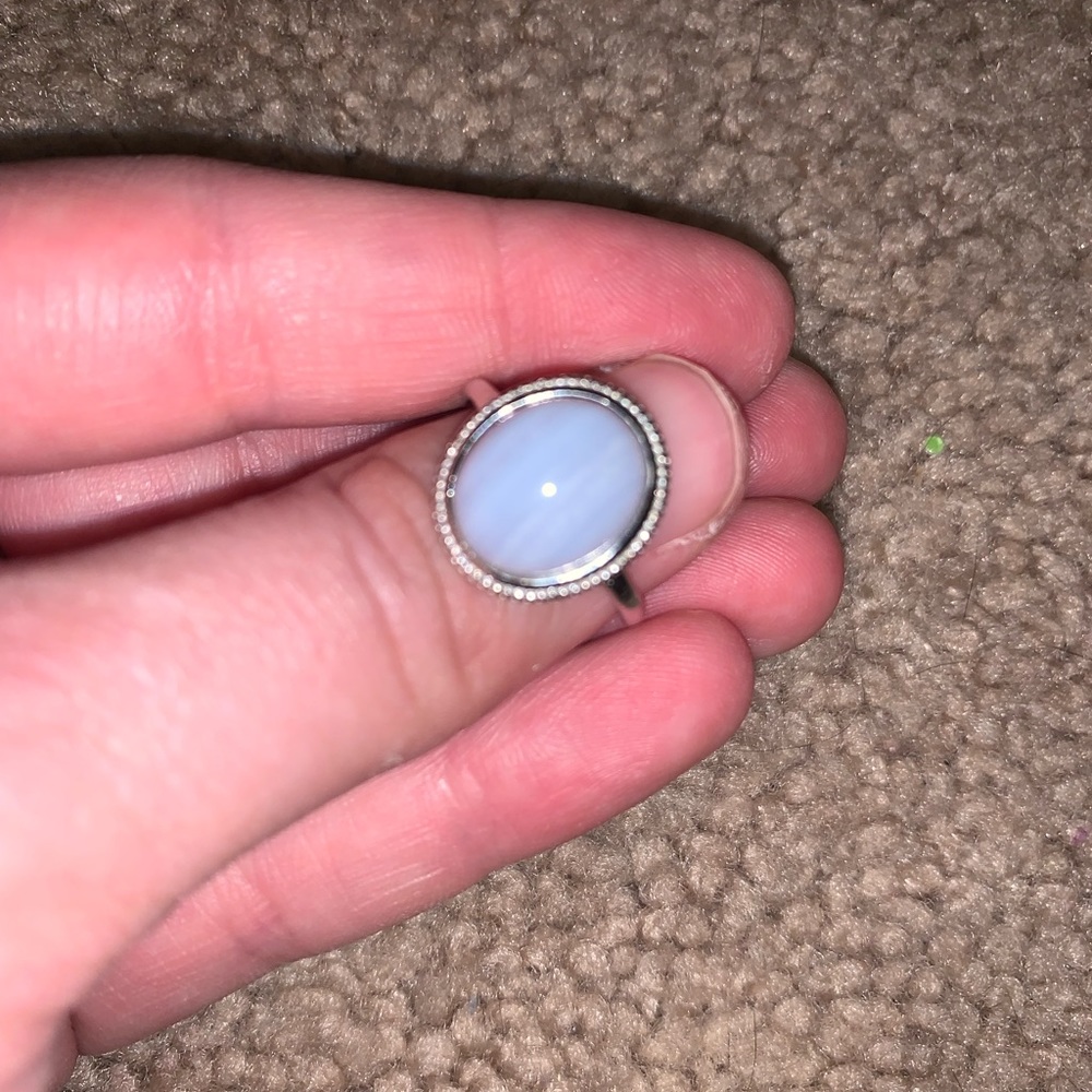 Blue Lace Agate Adjustable Crystal Ring